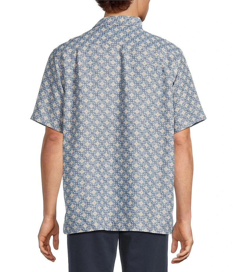 Roundtree & Yorke Short Sleeve Tile Geo Print Polynosic Sport Shirt