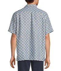Roundtree & Yorke Short Sleeve Tile Geo Print Polynosic Sport Shirt