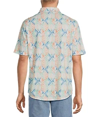 Roundtree & Yorke Short Sleeve Tile Print Button Front Shirt