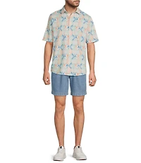 Roundtree & Yorke Short Sleeve Tile Print Button Front Shirt