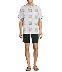 Roundtree & Yorke Short Sleeve Tile Texture Polynosic Jacquard Sport Shirt