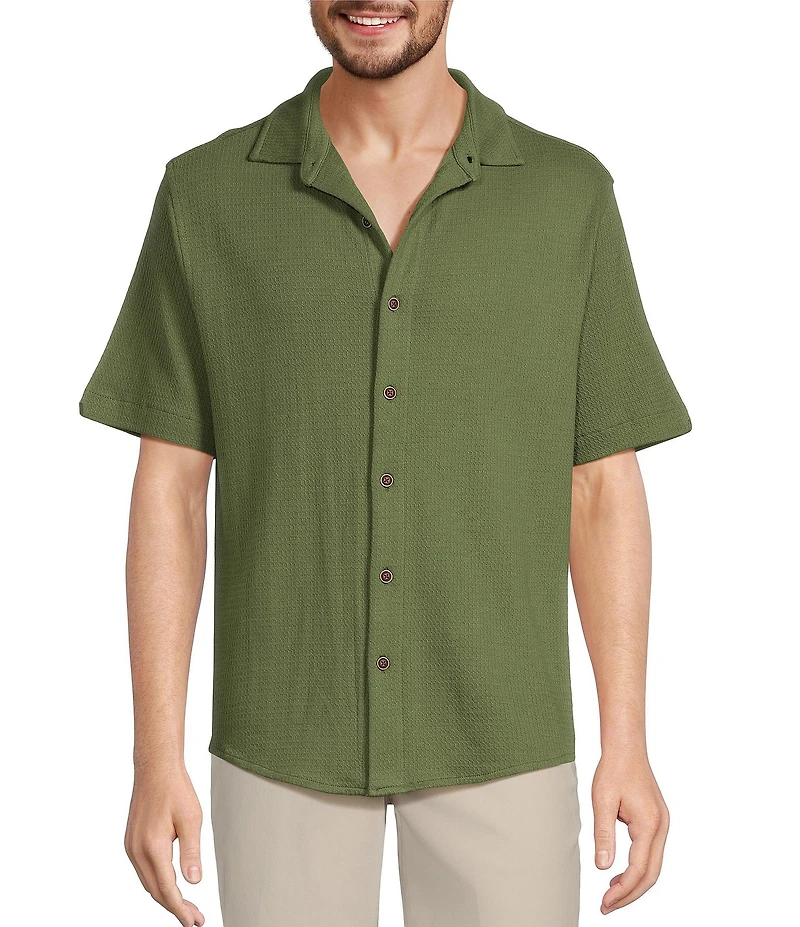 Roundtree & Yorke Short Sleeve Waffle Coatfront Shirt