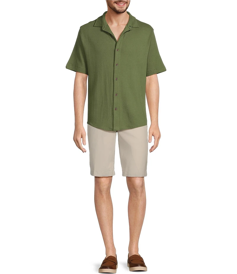 Roundtree & Yorke Short Sleeve Waffle Coatfront Shirt