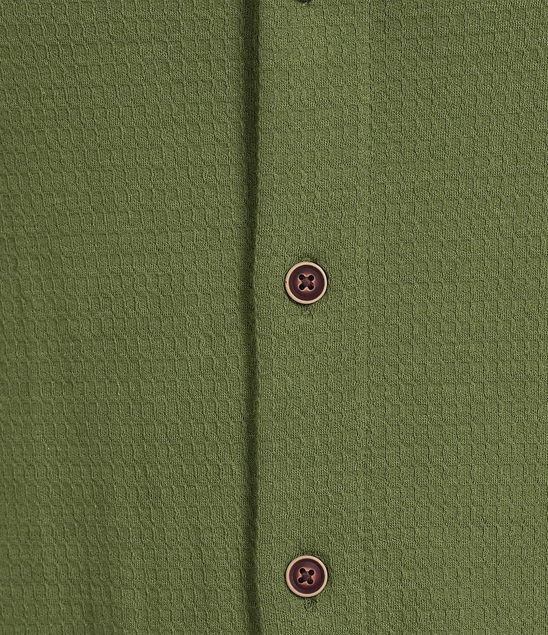 Roundtree & Yorke Short Sleeve Waffle Coatfront Shirt