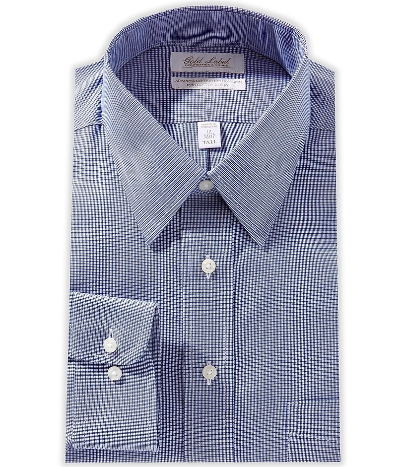 Roundtree & Yorke Slim-Fit Non-Iron Point Collar Gingham Dress Shirt