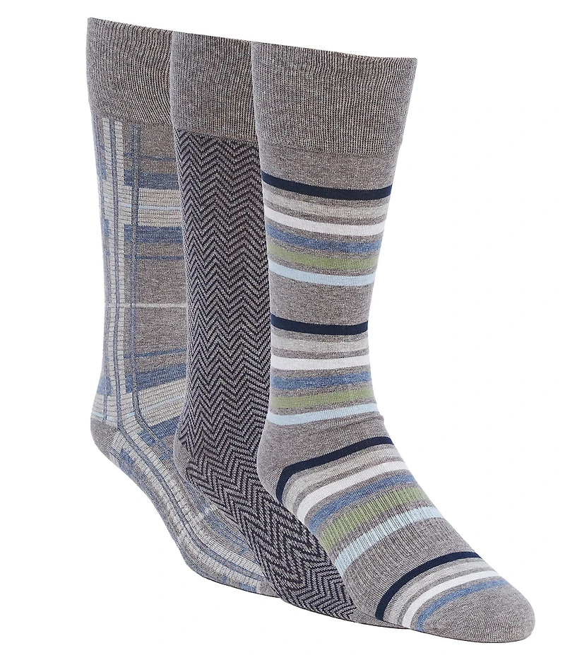 Roundtree & Yorke Square/Plaid Crew Dress Socks 3-Pack