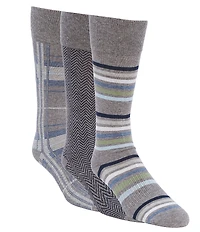 Roundtree & Yorke Square/Plaid Crew Dress Socks 3-Pack