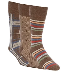 Roundtree & Yorke Square/Plaid Crew Dress Socks 3-Pack