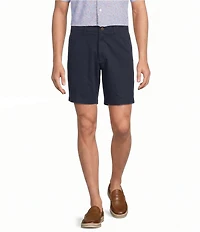 Roundtree & Yorke Straight Fit Flat Front Garment Dyed Sateen 8#double; Inseam Shorts
