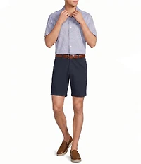 Roundtree & Yorke Straight Fit Flat Front Garment Dyed Sateen 8#double; Inseam Shorts