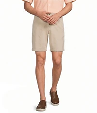 Roundtree & Yorke Straight Fit Flat Front Garment Dyed Sateen 8#double; Inseam Shorts