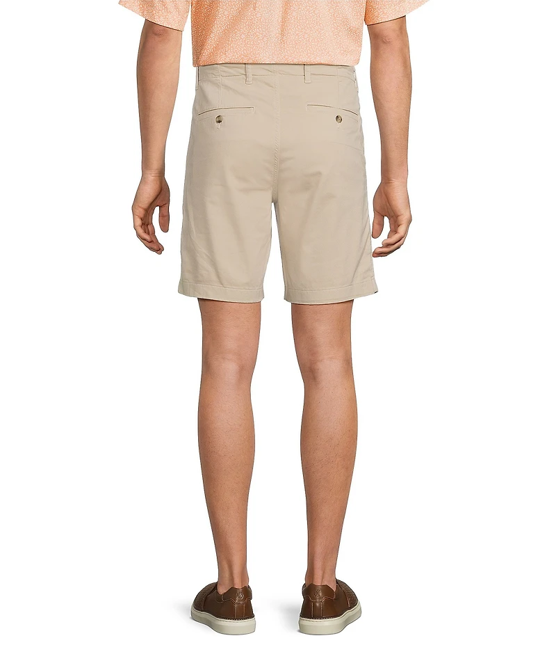 Roundtree & Yorke Straight Fit Flat Front Garment Dyed Sateen 8#double; Inseam Shorts