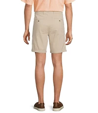 Roundtree & Yorke Straight Fit Flat Front Garment Dyed Sateen 8#double; Inseam Shorts