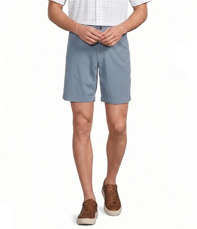 Roundtree & Yorke Straight Fit Flat Front Garment Dyed Sateen 8#double; Inseam Shorts