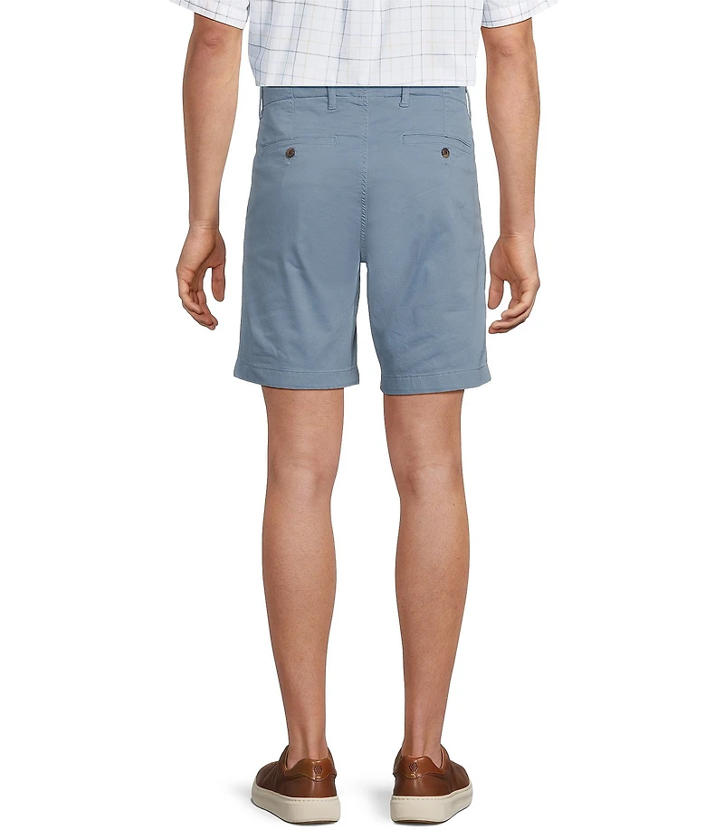 Roundtree & Yorke Straight Fit Flat Front Garment Dyed Sateen 8#double; Inseam Shorts