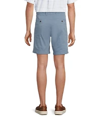 Roundtree & Yorke Straight Fit Flat Front Garment Dyed Sateen 8#double; Inseam Shorts