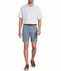 Roundtree & Yorke Straight Fit Flat Front Garment Dyed Sateen 8#double; Inseam Shorts