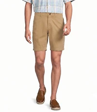 Roundtree & Yorke Straight Fit Flat Front Garment Dyed Sateen 8#double; Inseam Shorts