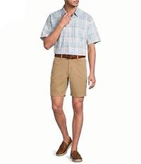 Roundtree & Yorke Straight Fit Flat Front Garment Dyed Sateen 8#double; Inseam Shorts