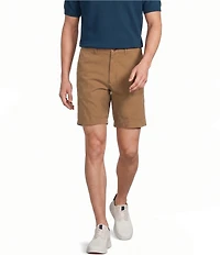 Roundtree & Yorke Straight Fit Flat Front Garment Dyed Sateen 8#double; Inseam Shorts