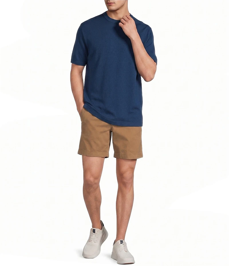 Roundtree & Yorke Straight Fit Flat Front Garment Dyed Sateen 8#double; Inseam Shorts