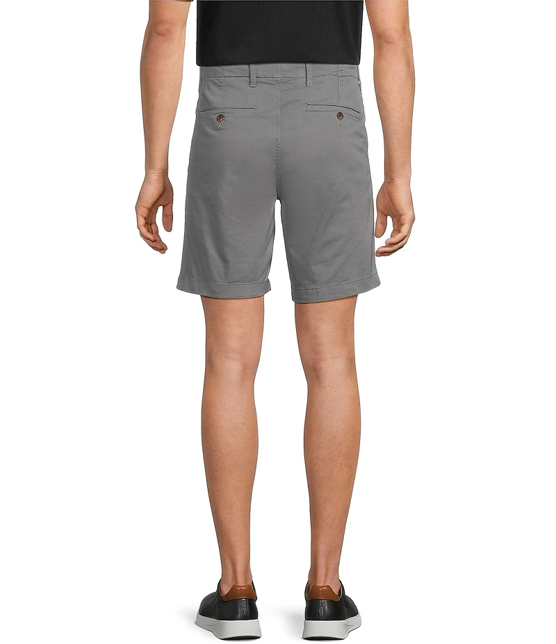 Roundtree & Yorke Straight Fit Flat Front Garment Dyed Sateen 8#double; Inseam Shorts