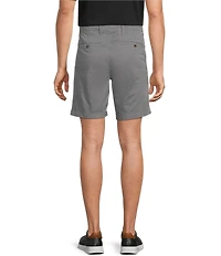 Roundtree & Yorke Straight Fit Flat Front Garment Dyed Sateen 8#double; Inseam Shorts