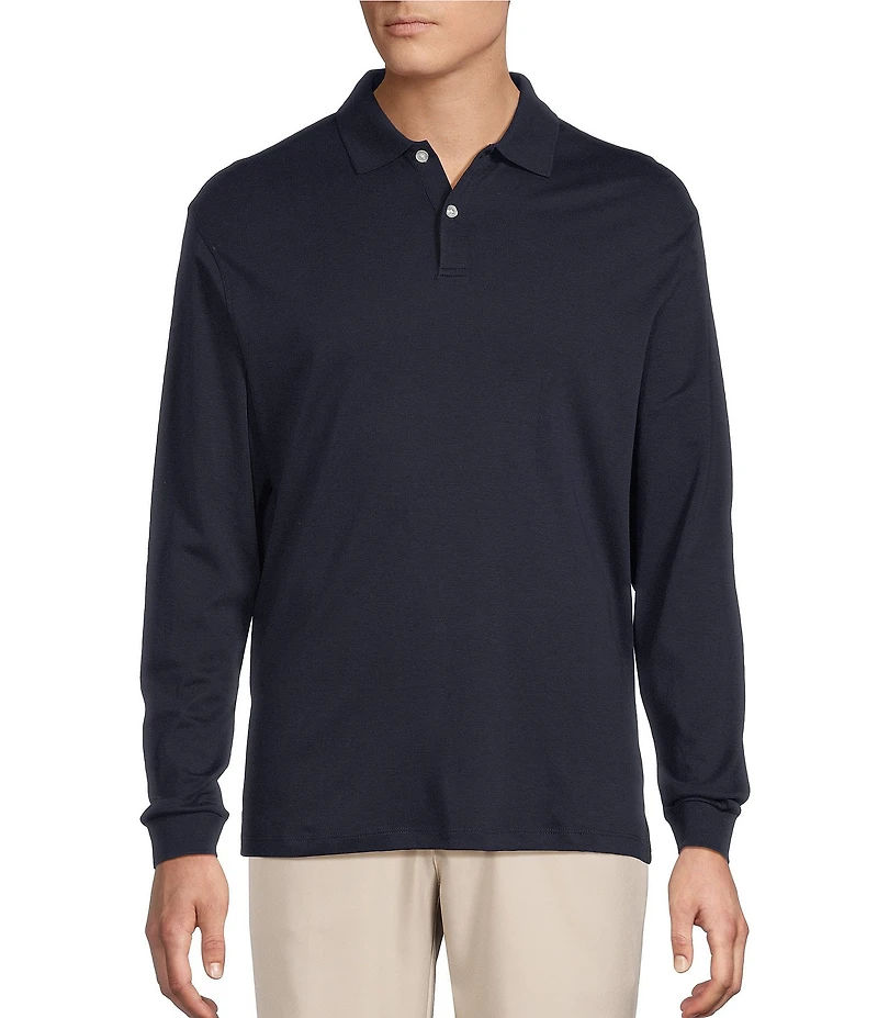 Roundtree & Yorke Supima Long Sleeve Solid Polo Shirt
