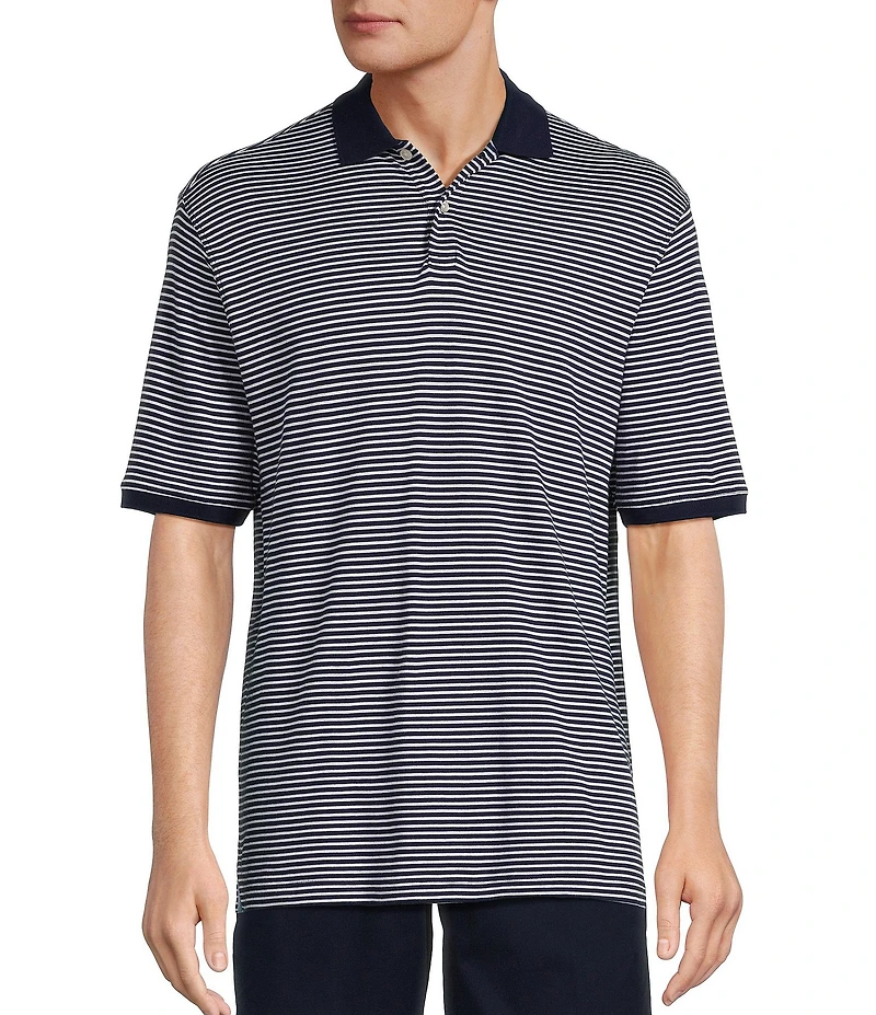 Roundtree & Yorke Supima Short Sleeve Striped Polo Shirt
