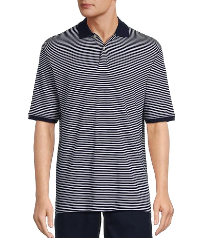 Roundtree & Yorke Supima Short Sleeve Striped Polo Shirt