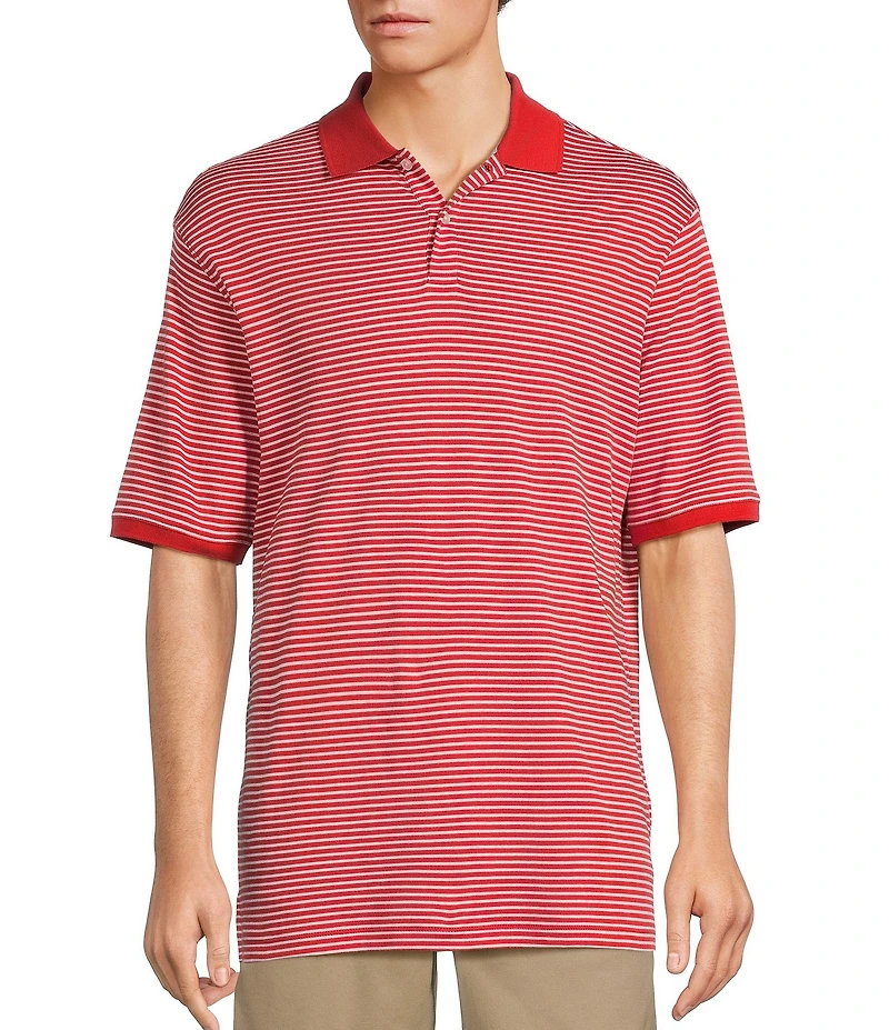 Roundtree & Yorke Supima Short Sleeve Striped Polo Shirt