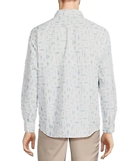Roundtree & Yorke The Charter Performance Vented Long Sleeve Fishing Motif Print Sport Shirt