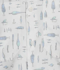 Roundtree & Yorke The Charter Performance Vented Long Sleeve Fishing Motif Print Sport Shirt