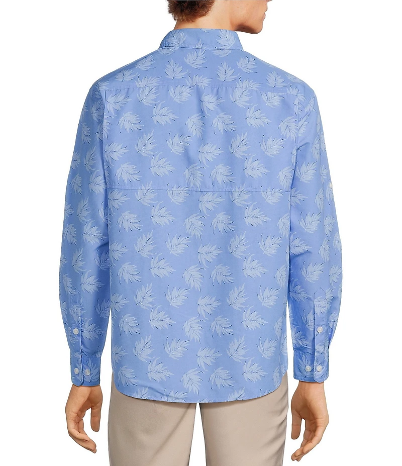Roundtree & Yorke The Charter Performance Vented Long Sleeve Leaf Print Fishing Sport Shirt