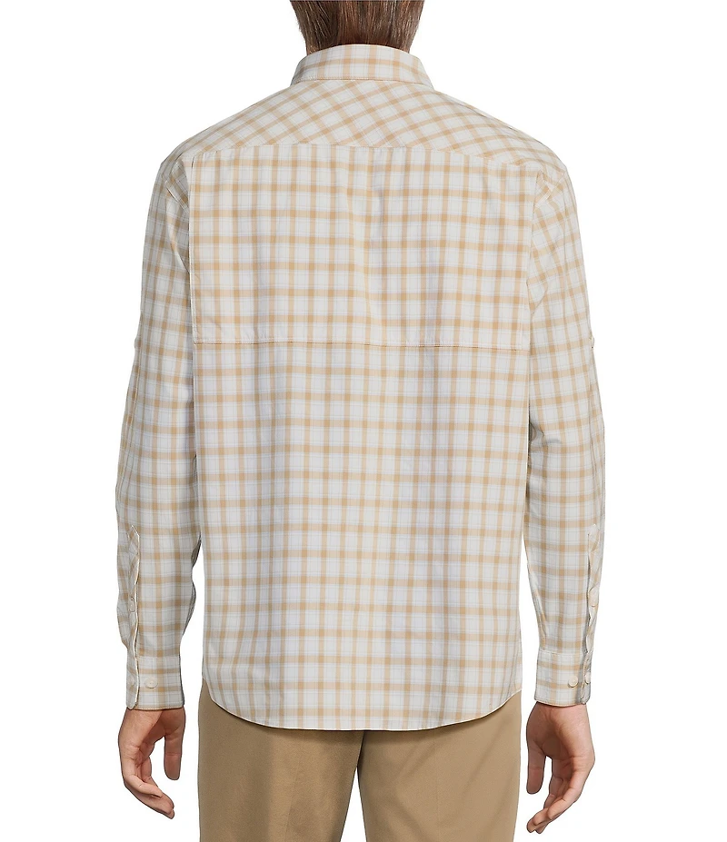 Roundtree & Yorke The Charter Performance Vented Long Sleeve Medium Plaid Fishing Sport Shirt