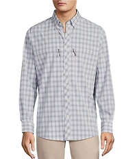 Roundtree & Yorke The Charter Performance Vented Long Sleeve Medium Plaid Fishing Sport Shirt