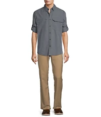 Roundtree & Yorke The Charter Performance Vented Long Sleeve Solid Fishing Sport Shirt