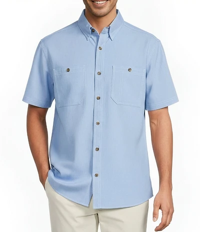 Roundtree & Yorke The Charter Vented Performance Button Down Collar Short Sleeve Solid Sport Shirt