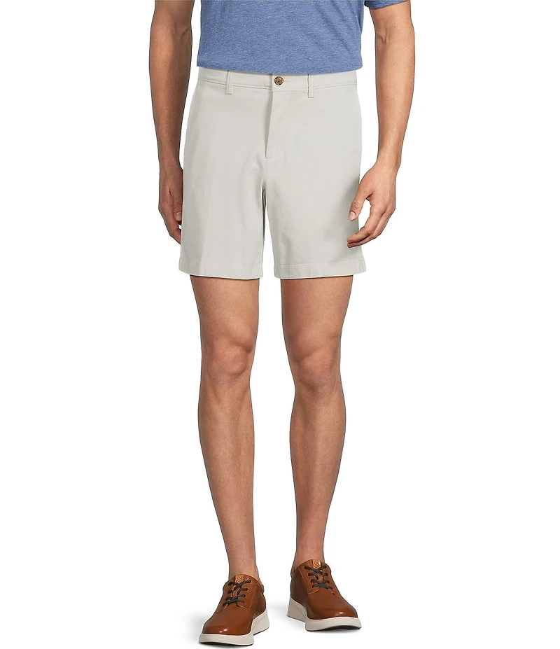 Roundtree & Yorke The Cloud Collection 7#double; Flat Front Washed Chino Shorts