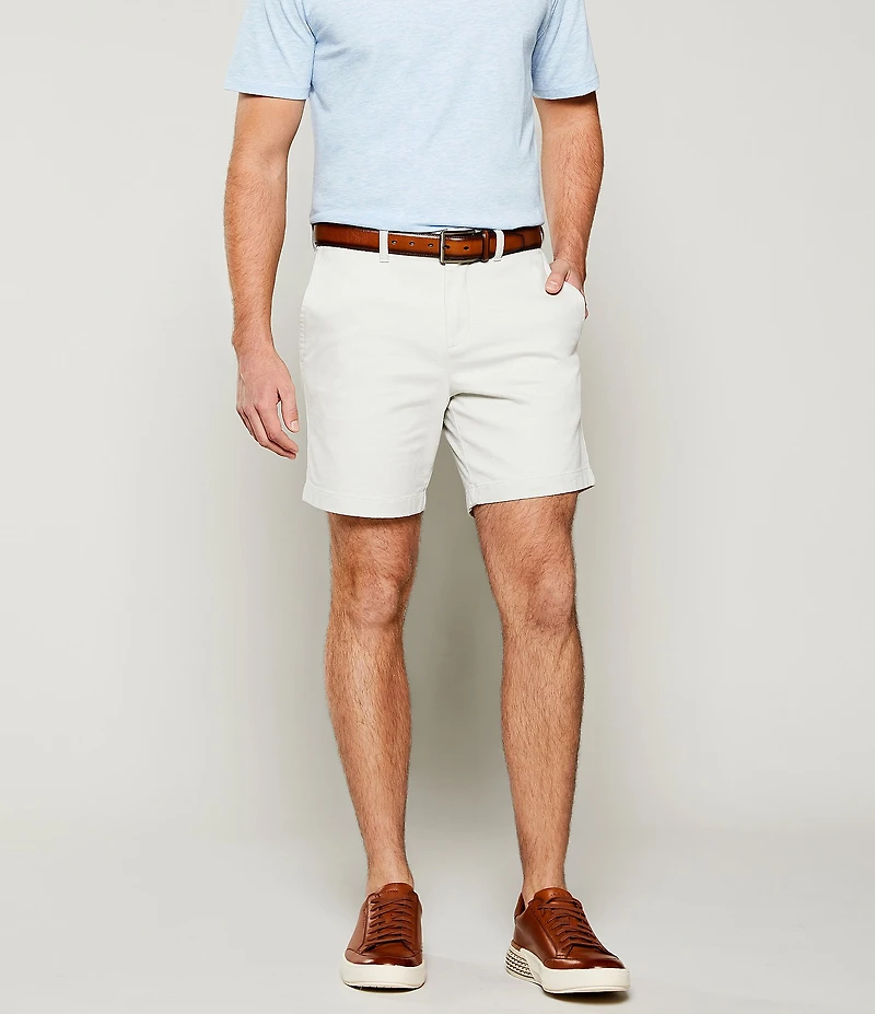 Roundtree & Yorke The Cloud Collection 7#double; Flat Front Washed Chino Shorts