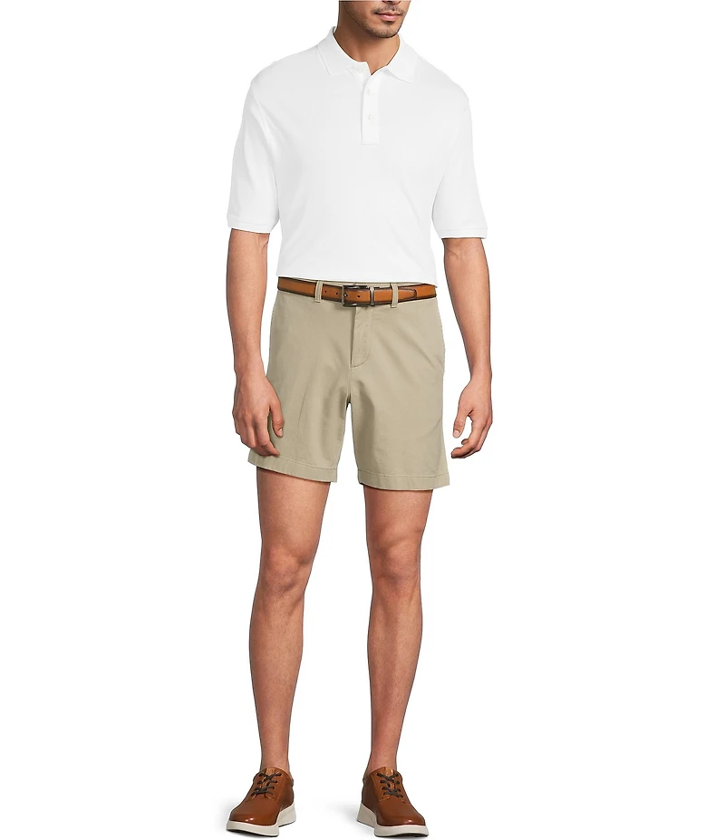 Roundtree & Yorke The Cloud Collection 7#double; Flat Front Washed Chino Shorts