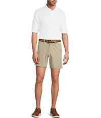Roundtree & Yorke The Cloud Collection 7#double; Flat Front Washed Chino Shorts