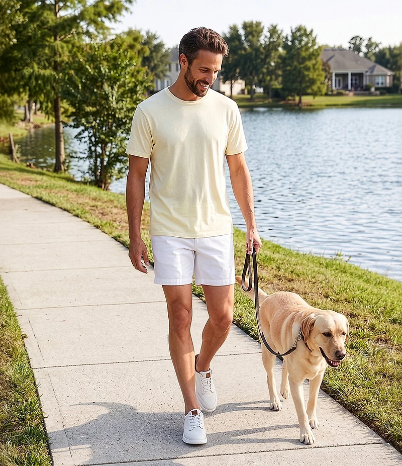 Roundtree & Yorke The Cloud Collection 7#double; Flat Front Washed Chino Shorts