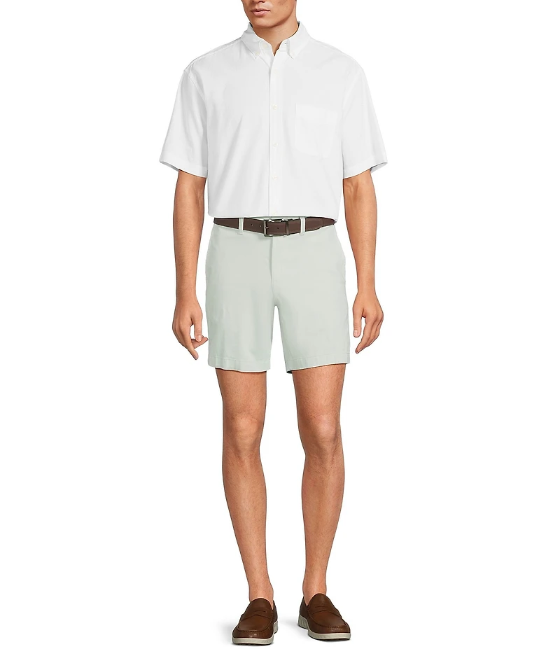 Roundtree & Yorke The Cloud Collection 7#double; Flat Front Washed Chino Shorts