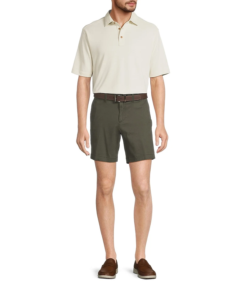 Roundtree & Yorke The Cloud Collection 7#double; Flat Front Washed Chino Shorts