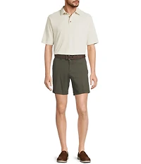 Roundtree & Yorke The Cloud Collection 7#double; Flat Front Washed Chino Shorts