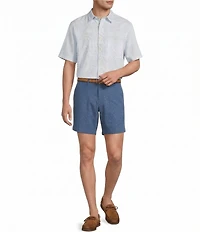 Roundtree & Yorke The Cloud Collection 7#double; Flat Front Washed Chino Shorts