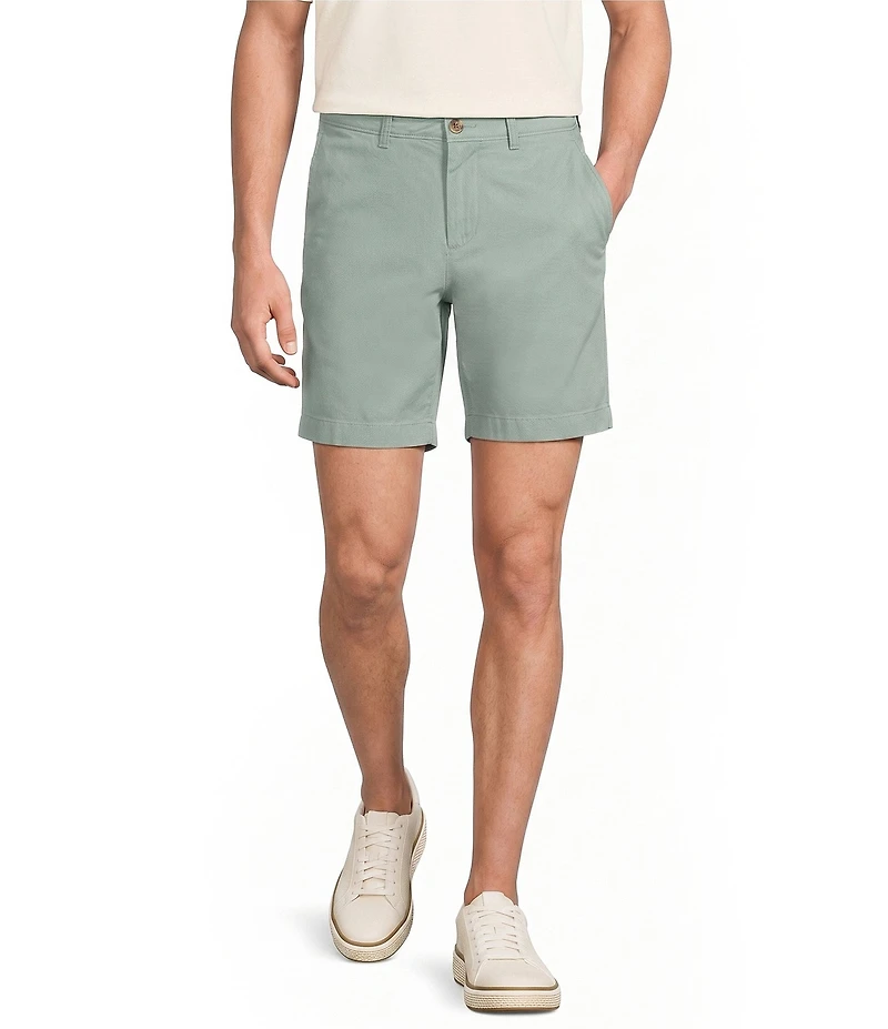 Roundtree & Yorke The Cloud Collection 7#double; Flat Front Washed Chino Shorts