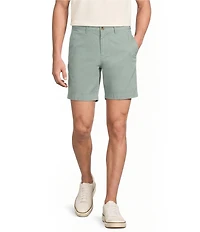 Roundtree & Yorke The Cloud Collection 7#double; Flat Front Washed Chino Shorts