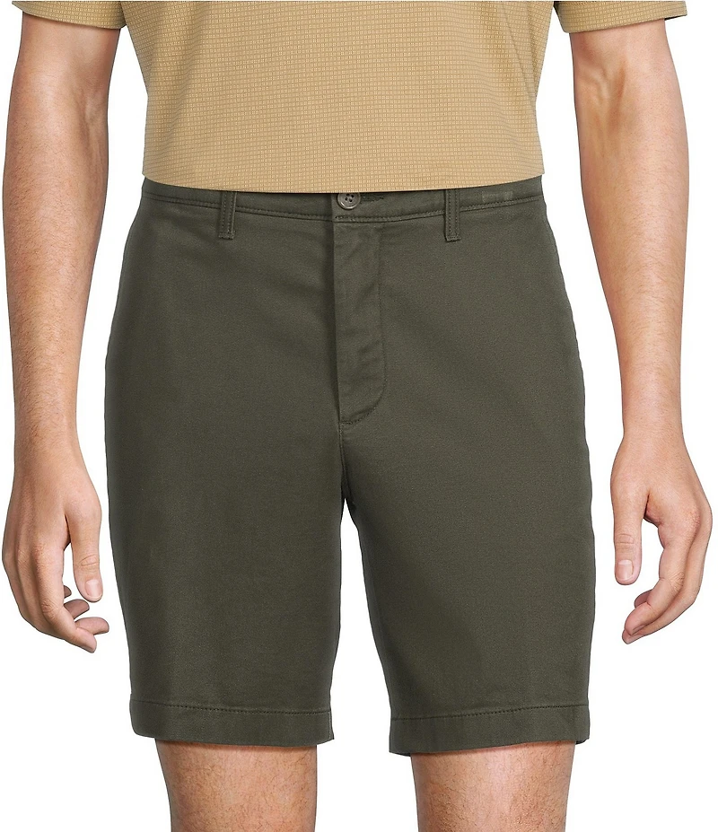 Roundtree & Yorke The Cloud Collection 8#double; Flat-Front Tech Pocket Washed Chino Shorts